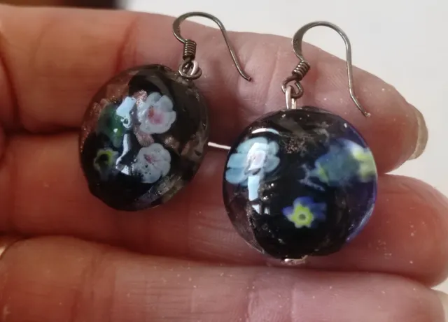 Pendientes Plata Ley Aro y Colgante Rosa