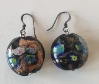 Pendientes Plata Ley Aro y Colgante Rosa