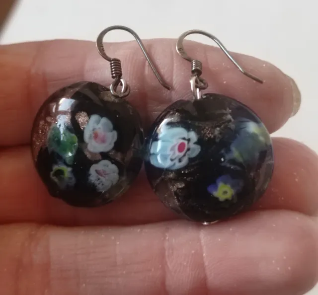 Pendientes Plata Ley Aro y Colgante Rosa