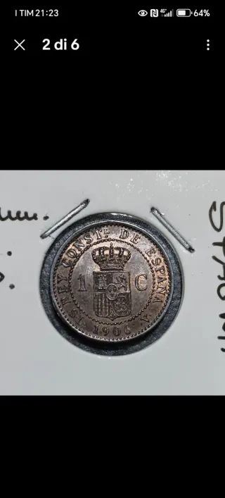 2 x 1 Centimo 1906 Variante SL V     Re Alfonso XI