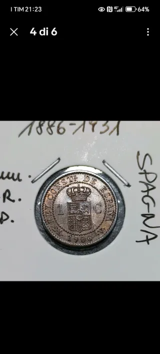 2 x 1 Centimo 1906 Variante SL V     Re Alfonso XI