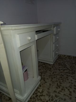 Mesa de estudio de madera blanca 125x52