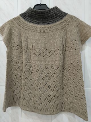 Chaleco de punto gris y marrón Talla L