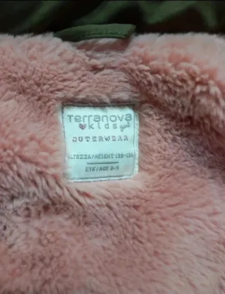 Parka bambina verde pelliccia rosa