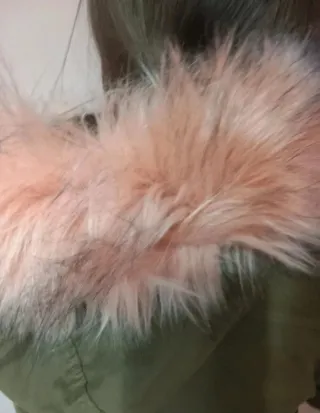 Parka bambina verde pelliccia rosa
