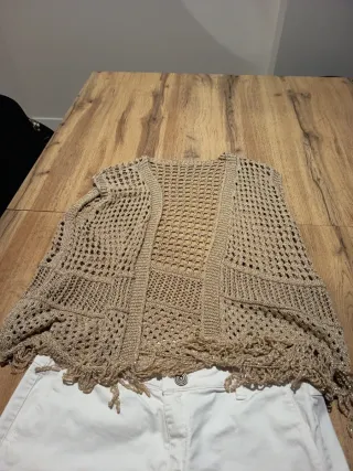 Pantalón elástico blanco+ conjunto dorado ,t unica