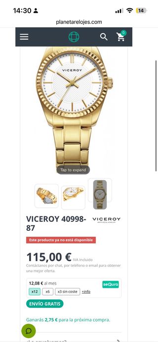 Reloj Viceroy Mujer Dorado Nuevo