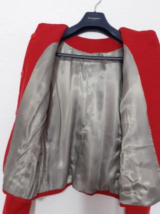 Chaqueta tweed rojo y plata