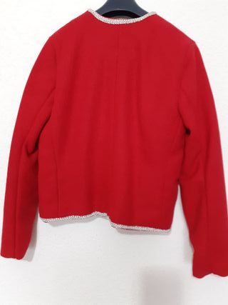 Chaqueta tweed rojo y plata