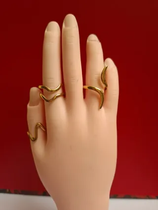 Tris anelli in acciaio inox regolabili colore oro