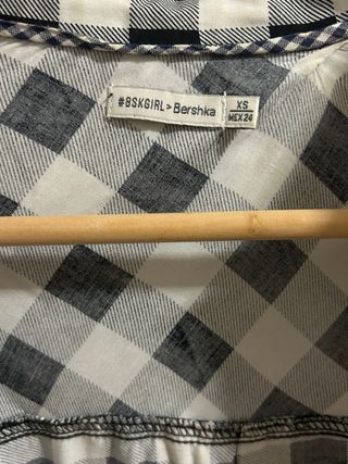 Camisa cuadros blanco y negro Bershka XS