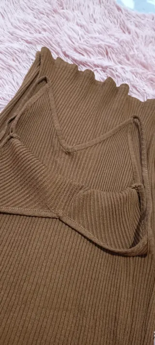 Vestido largo marrón de tiras