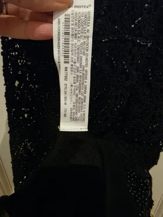 Miniabito nero macramè con paillettes