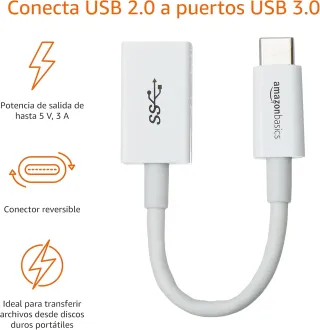 Amazon Basics Cable Adaptador convertidor Hembra de USB-C a USB-A 3.1, 1.ª Gen