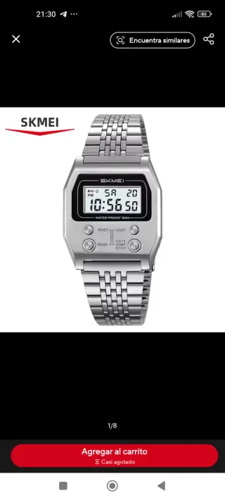 Reloj Digital Skmei Unisex Plata