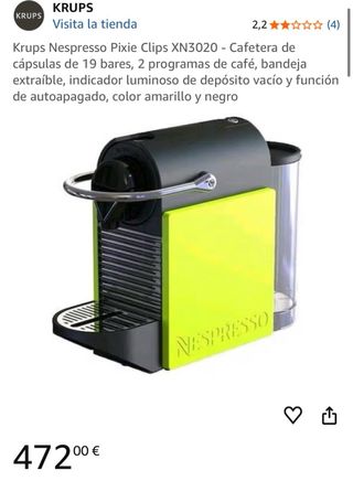 Cafetera Nespresso Krups Amarilla
