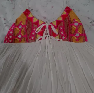 Vestido Ibicenco blanco y rosa