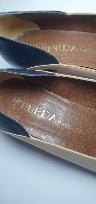 Scarpe Burda Firenze Pelle Beige/Nero Tg 38