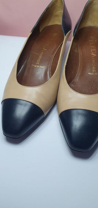 Scarpe Burda Firenze Pelle Beige/Nero Tg 38