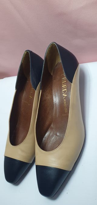 Scarpe Burda Firenze Pelle Beige/Nero Tg 38