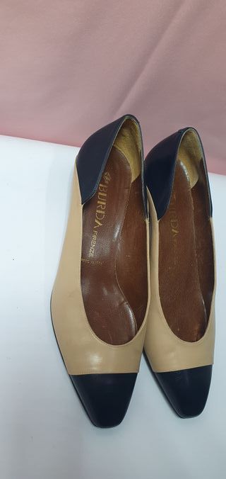 Scarpe Burda Firenze Pelle Beige/Nero Tg 38