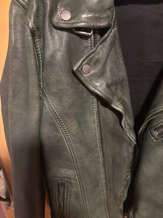 Cazadora de cuero verde