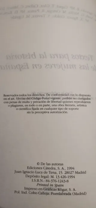 Textos para la historia de las mujeres en España