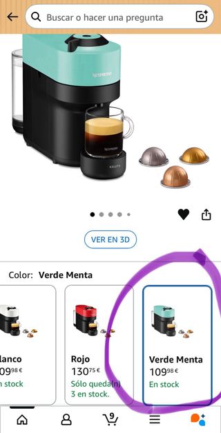 Cafetera Nespresso Vertuo Pop Krups