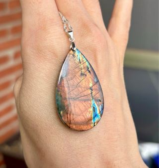 Labradorita naranja Multicolor colgante plata 925