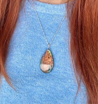 Labradorita naranja Multicolor colgante plata 925
