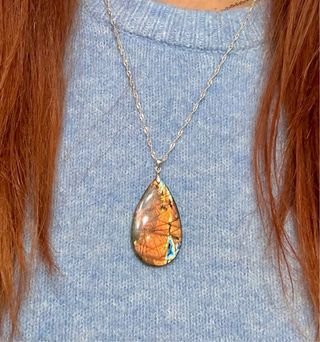 Labradorita naranja Multicolor colgante plata 925