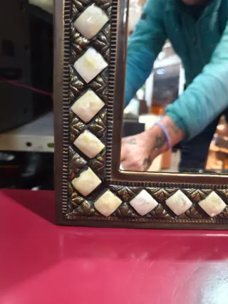 Espejo Antiguo Étnico Decorado