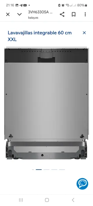 Lavavajillas Balay integrable 60 cm XXL