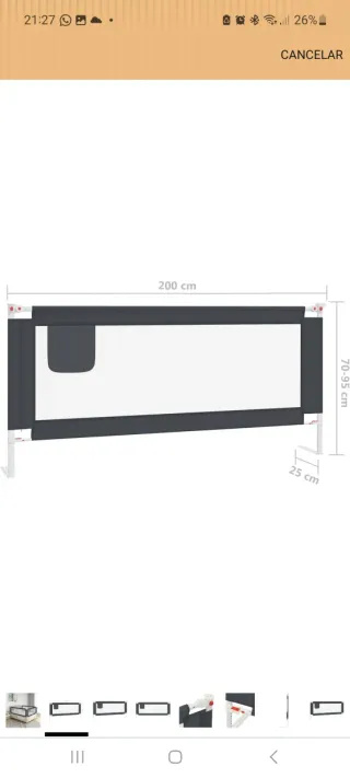 Barrera de cama alta 200×95