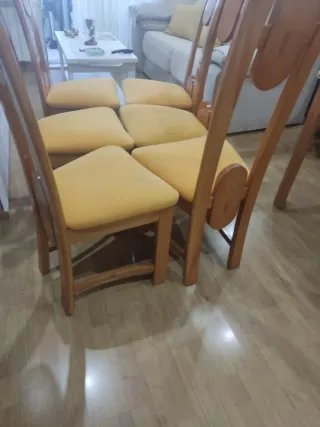 Juego 6 Sillas Madera Tapizadas Amarillo
