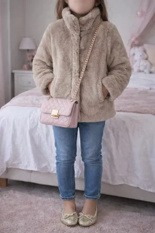 Casaco pêlo sintético bege menina Name it