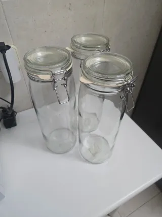 Set 3 Botes Cocina Cristal Cierre Hermético