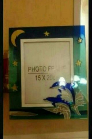 Portafotos cristal luna y delfines 15x20