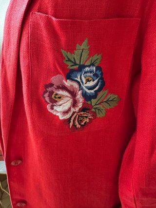 Chaqueta Kenzo Vintage Roja Bordada