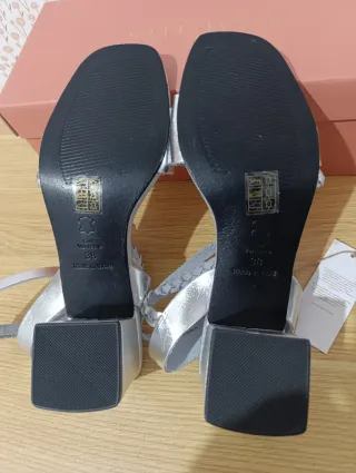 Sandalias tacón plateadas