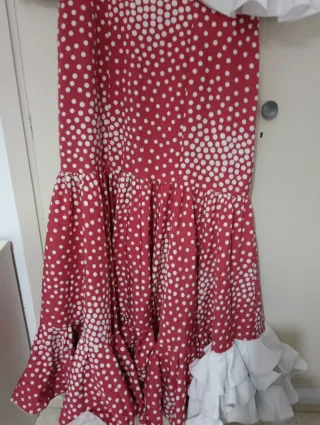 Traje Flamenca Rojo Lunares Blanco Talla 48