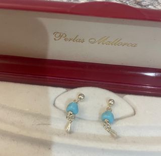 Pendientes Perlas Mallorca Plata Ley Turquesa