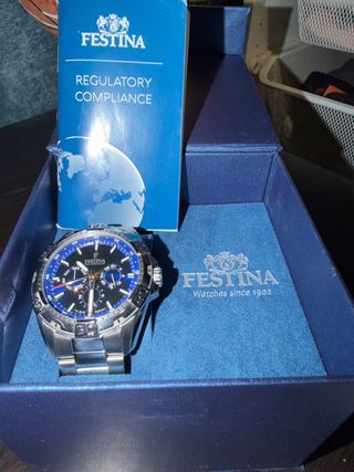 Reloj Festina Azul Plata con Caja y Certificado