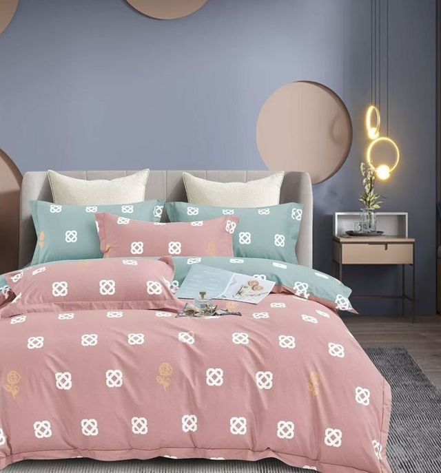 Juego de Cama 4 Piezas Azul y Gris