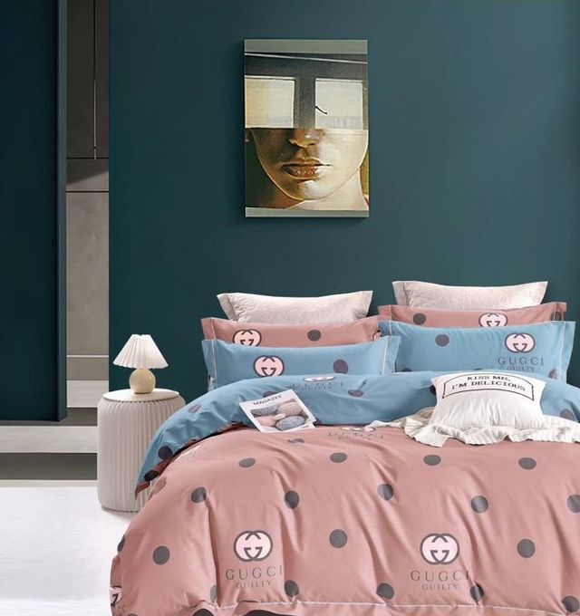 Juego de Cama 4 Piezas Azul y Gris