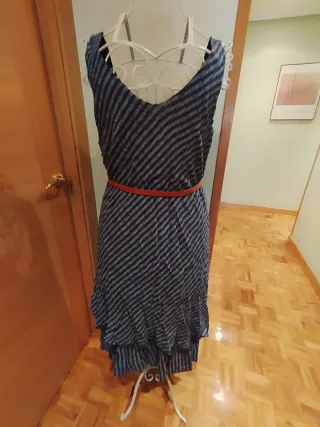 Vestido gasa rayas diagonales