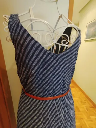 Vestido gasa rayas diagonales