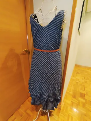 Vestido gasa rayas diagonales