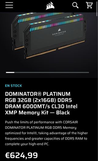 Corsair Dominator RGB DDR5 32GB 6000MHz (Intel)
