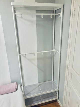Armario organizador ropa metal blanco